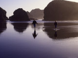 Family with Dog at Sunset, Cape Sebastian, OR Photographic Print by Jim Corwin