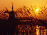 Rural Windmill and Sunset Photographic Print