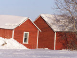 Barn and Snow Scene, Gimli, Manitoba Photographic Print by Keith Levit