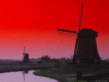 Rural Windmills at Sunset Photographic Print
