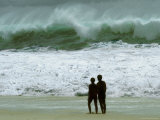 California, Couple Watching High Surf Photographic Print by Pat Canova