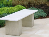 Stone Bench Made from Two Simple Blocks & One Slab of Pale Buff Stone Lámina fotográfica por Mark Bolton