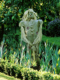 Scarecrow Made of Straw and Hessian with Stitched Mouth and Straw Hat, Beautifully Patched Outfit Lámina fotográfica por Mark Bolton