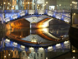 Triple Bridge at Night, Slovenia Photographic Print by David Clapp