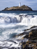 Godrevy Lighthouse in Large Waves, Conwall, UK Photographic Print by David Clapp