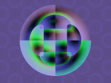 Abstract Green and Blue Fractal Pattern on Purple Background Photographic Print by Albert Klein