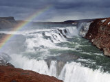 Gullfoss, Glacial River Hvita Drops Over Gullfoss, Iceland Fotografisk tryk af Richard Packwood Gullfoss, Glacial River Hvita Drops Over Gullfoss, Iceland Fotografisk tryk af Richard Packwood