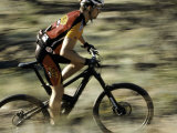Close up of Fast Moving Mountain Biker, Mt. Bike Posters par Michael Brown