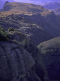Looking Down at Climbers on Mountain Top, Madagascar Poster by Michael Brown