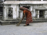 Woman Sweeping, Nepal Posters by Michael Brown