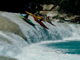 Kayakers Drop Vertically on Shumel Ja River, Mexico Kunstdrucke von Michael Brown