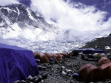 Advanced Base Camp with the North Col in the Background on the North Side of Everest Posters by Michael Brown