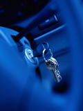 Close-up of Keys in the Ignition of a Car Photographic Print