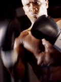 Close-up of a Male Boxer Wearing Boxing Gloves Photographic Print