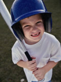 Portrait of a Boy Holding a Baseball Bat Photographic Print