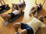 High Angle View of a Group of People Exercising in a Step Aerobics Class Photographic Print