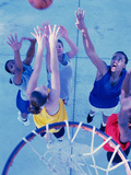 High Angle View of a Group of Young Women Playing Basketball Photographic Print