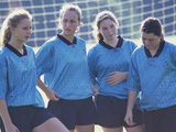 Teenage Girls on a Soccer Team Standing Together Photographic Print