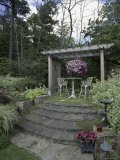 Steps Leading to Garden Seating Area Photographic Print