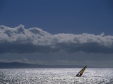Picturesque Scene with Silhouetted Wind Surfer Photographic Print