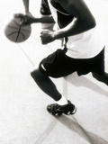 High Angle View of Two Mid Adult Men Playing Basketball Photographic Print