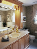 Bathroom with Floral Wallpaper Photographic Print
