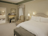 Bedroom with Custom Headboard and Window Treatments Photographic Print
