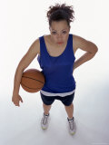 Portrait of a Young Woman Holding a Basketball Photographic Print