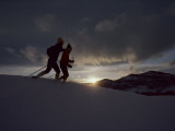 Cross Country Skiers at Twilight Photographic Print