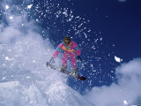 Pink Clad Snowboarder Photographic Print