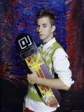 Teenager Holding a Skateboard Photographic Print