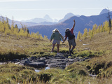 Rear View of Two Women Hiking Photographic Print
