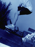 Monochromatic Image of a Skateboarder Jumping Photographic Print