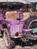 Rear View of a Jeep in Front of a House Fotografie-Druck