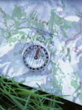 Compass on a Map Lámina fotográfica
