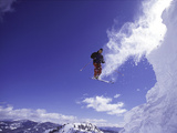 Low Angle View of a Skier in Mid Air Photographic Print
