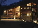 Exterior of a Lodge at Night Photographic Print