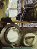 Fishing Equipment with Two Hats Photographic Print