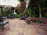 Flowered Patio with Chairs Photographic Print