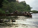 Duck Hunters with Boat Photographic Print
