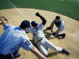 Baseball Player Sliding into Home Base Photographic Print