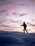 Cross Country Skiing at Twilight Photographic Print