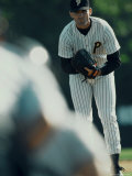 Portrait of a Baseball Pitcher Bending Forward Photographic Print