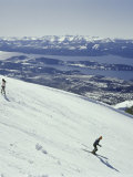 Skiers Going Downhill Photographic Print