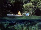 Two Men Fishing in a Boat Photographic Print