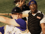 Portrait of Three Baseball Players on a Field Photographic Print