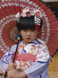 Girl Dressed in Kimono, Shichi-Go-San Festival (Festival for Three, Five, Seven Year Old Children) Photographic Print