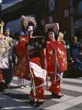 Geisha Parade, Geishas Dressed in Traditional Costume, Kimono, Kyoto, Honshu, Japan Photographic Print