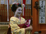 Apprentice Geisha (Maiko), Woman Dressed in Traditional Costume, Kimono, Kyoto, Honshu, Japan Photographic Print
