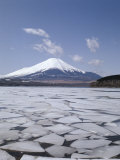 Frozen Lake, Lake Yamanaka, Mount Fuji, Honshu, Japan Photographic Print
